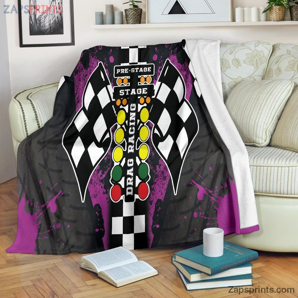 Gift For Racing Lover – Drag Racing Blanket Pink – Gift For Friends