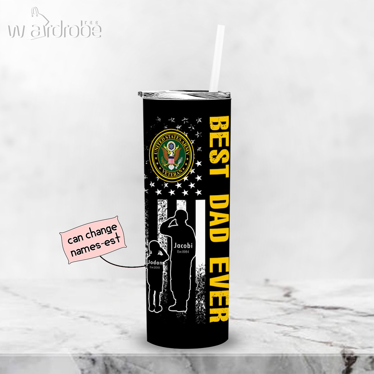Personalized Father’s Day Gift Custom Tumbler Dad And Son United States Army Veteran 1 – Custom Travel Mug