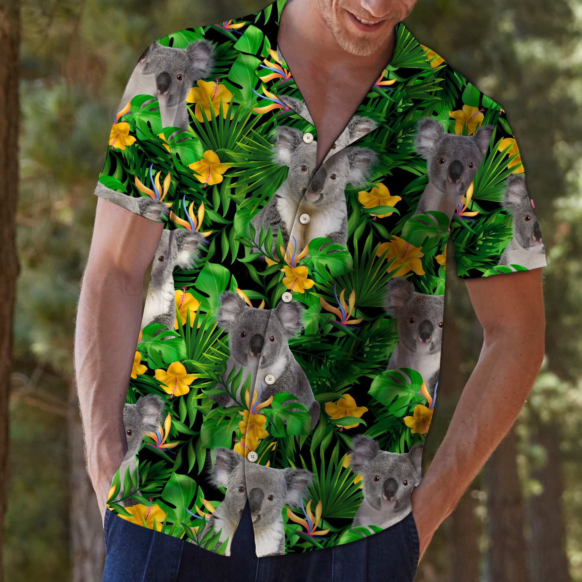 Koala Tropical Wild Flower Hawaiian Shirt For Men, Hawaiian Shirt For Women, Aloha Shirt, Hawaii Shirt