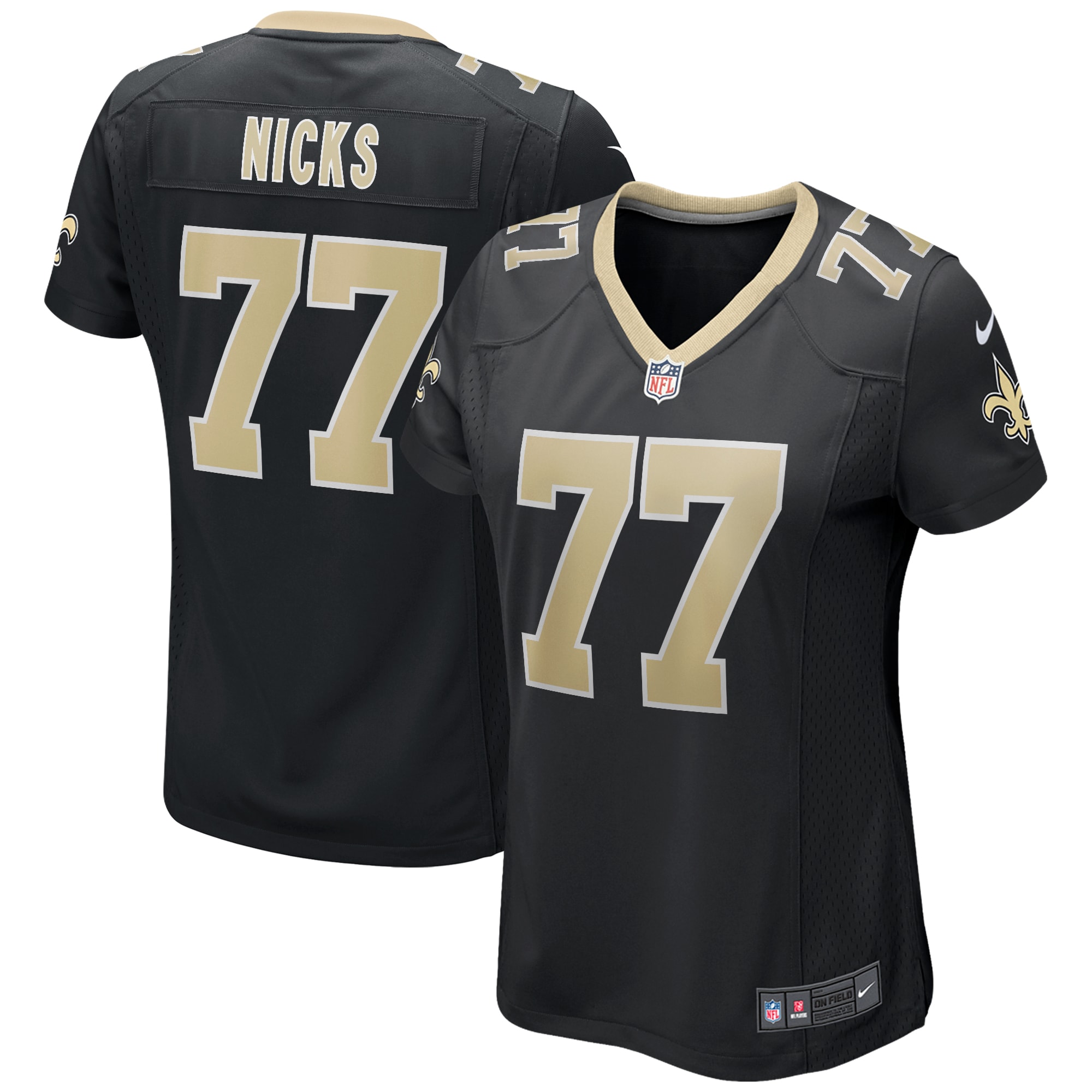 Women’s New Orleans Saints Carl Nicks Black Game Retired Player Jersey