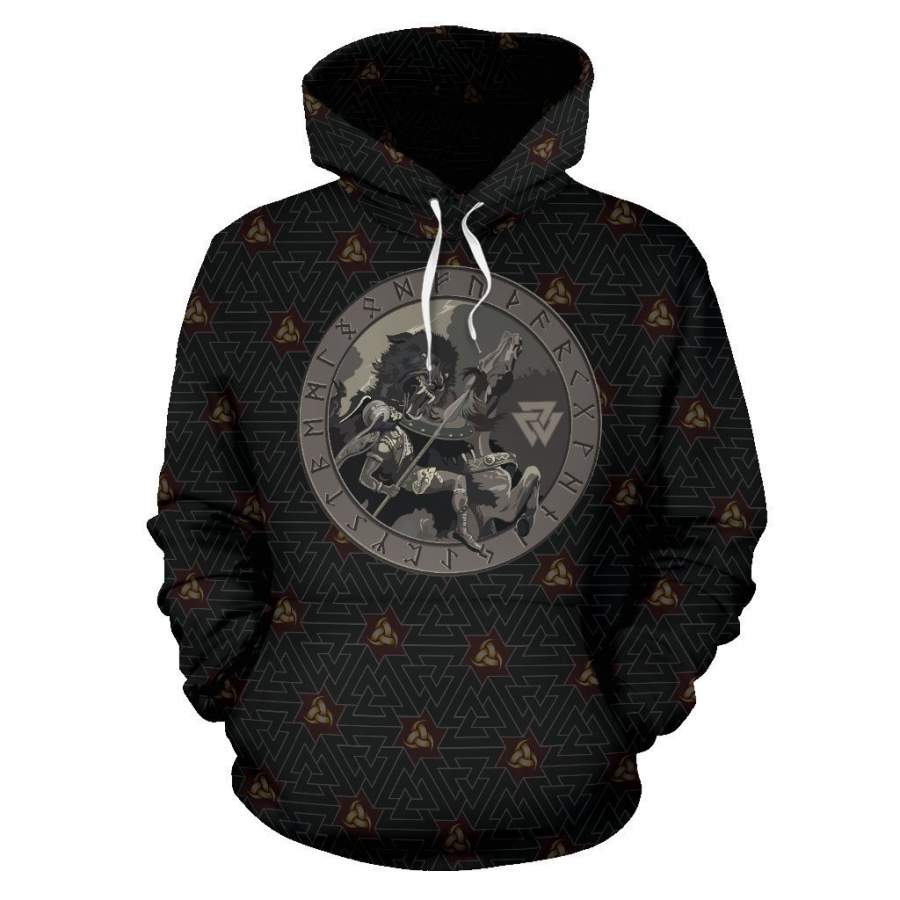 Viking Battle Of The God Odin with Fenrir Hoodie