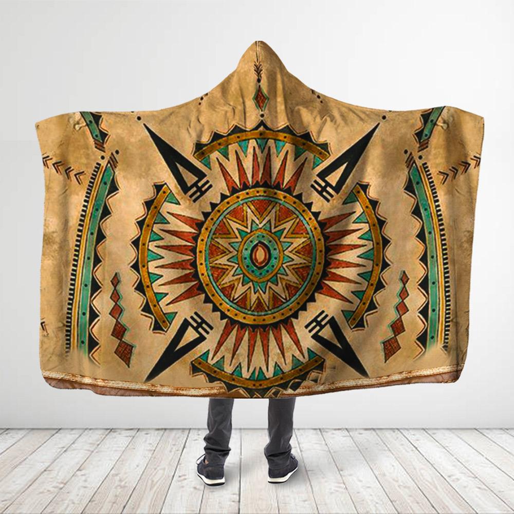 Native American –  The Greatest Sun Symbol Hooded Blanket
