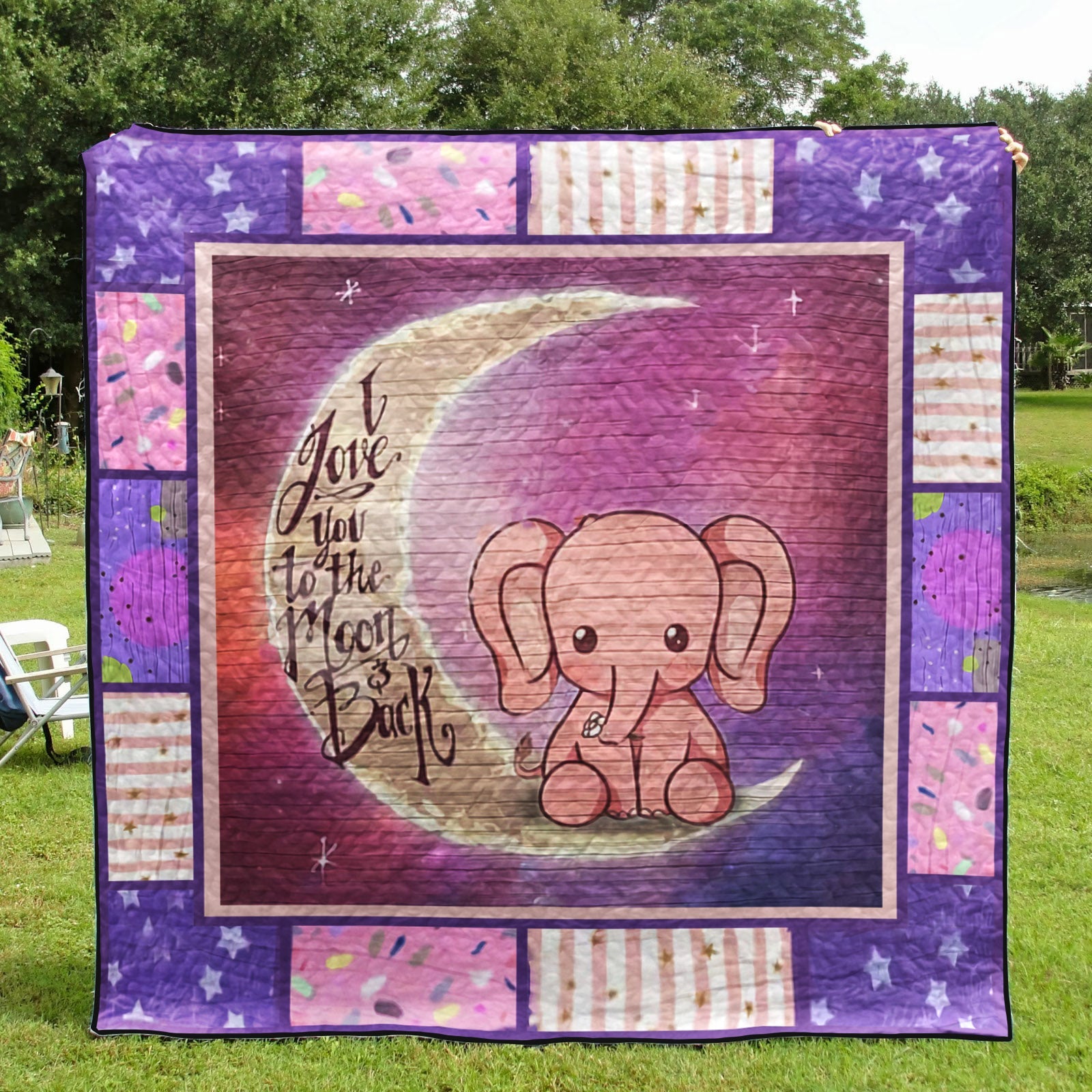 Baby Elephant At The Moon Wg2207680Cl Quilt Blanket