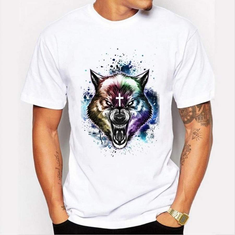 2017 Summer Fashion Men’S T-Shirt Personality 3D Anger Wolf Print O-T-Shirt New Trend T-Shirt