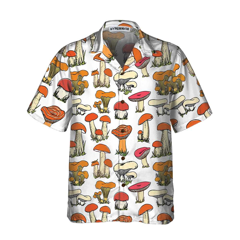 Hand Drawn Wild Mushrooms Hawaii Unique Mushroom Print Shirt Ha108124