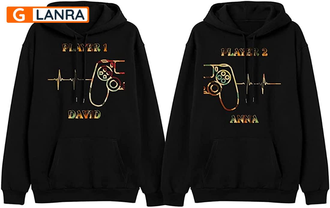 Personalized Player 1 Player 2 Hoodie, Custom Gaming Couple Hoodie, Matching Couple Hoodie, Video Game Hoodie, Husband Wife Unisex Sweater, Sweatshirt