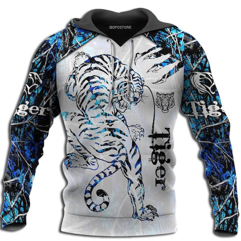 Beautiful Tiger Blue Camo 3D All Over Printed Shirts BT011138