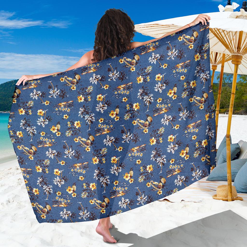 Hawaii Flower Blue Print Sarong Pareo Wrap Ha98744