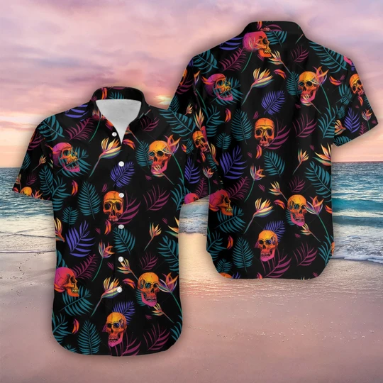 Colorful Skull Spooky Hawaii Shirt Ha10002