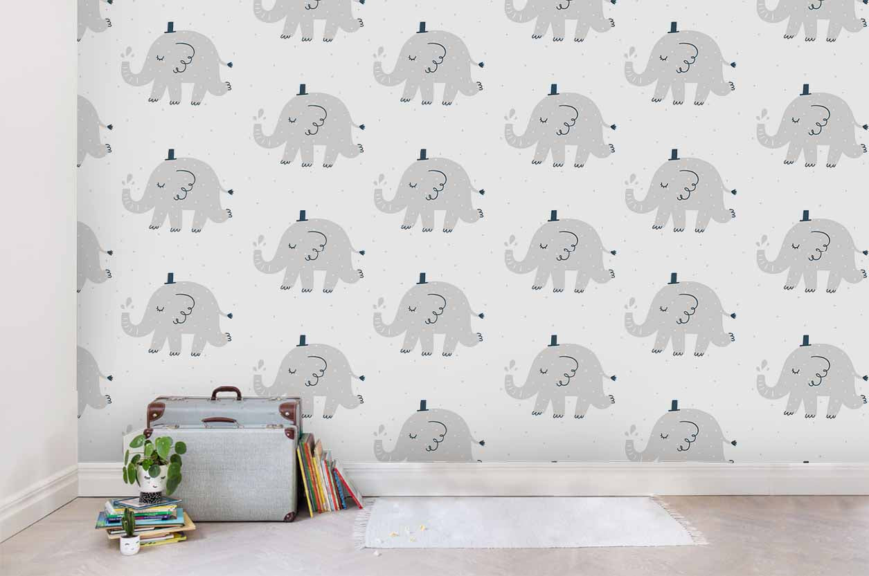 3D Gray Elephant Wall Mural Wallpaper Sf07