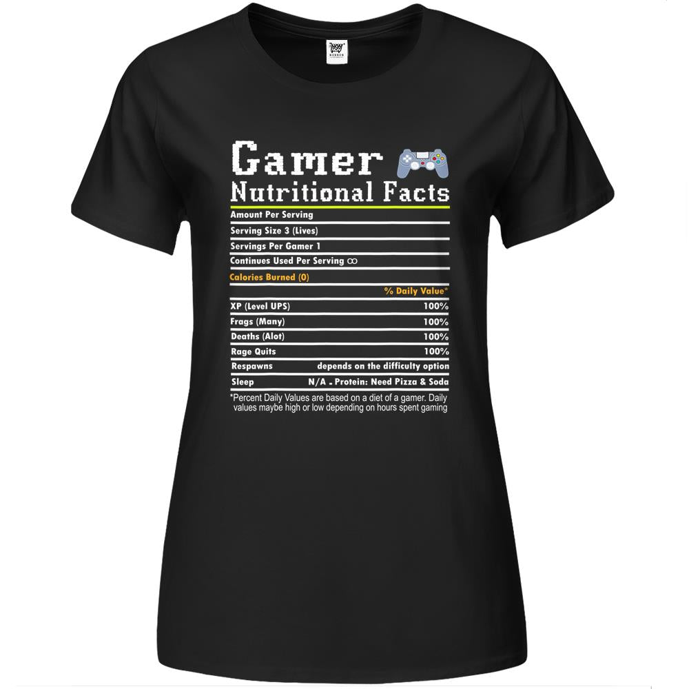 Nutritional Facts Shirt, Gamer Nutrition Facts Shirt, Gamer Nutritional Facts Funny Gamer Life Video Gaming Lover Premium Womens T Shirts