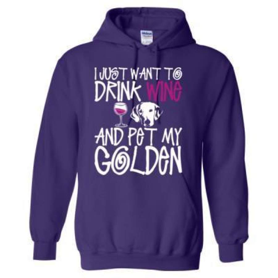 AGR I Just Want To Drink Wine And Pet My Golden Dog – Heavy Blend™ Hooded Sweatshirt