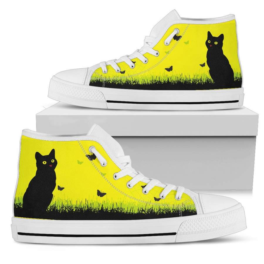 Express Black Cat Yellow Sky High Tops (Women’s)