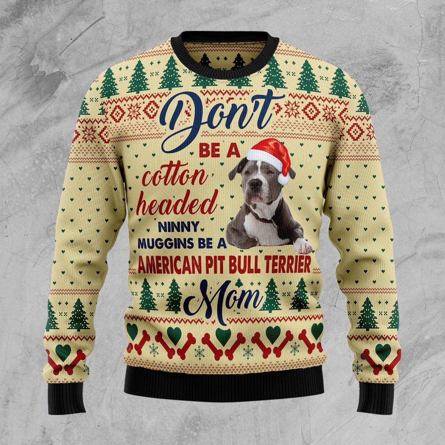 American Pit Bull Terrier Mom D2610 Ugly Christmas Sweater