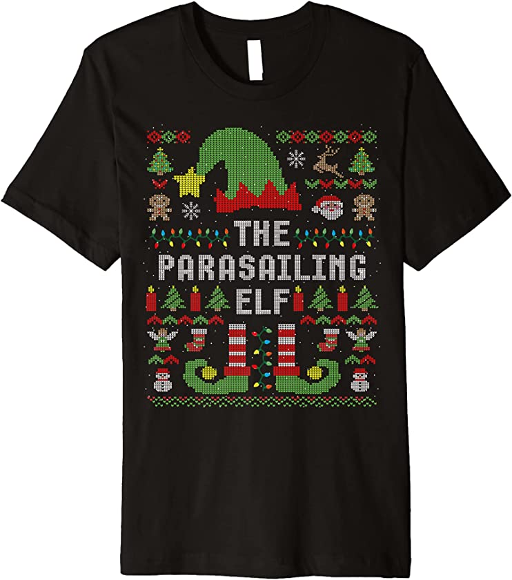 The Parasailing Elf Ugly Christmas Matching Family Group Premium T-Shirt