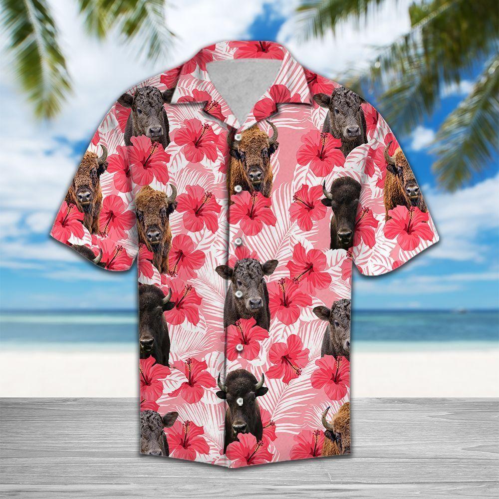 Flowers Hibiscus Bison Pink Hawaii Shirt For Men Women Adult Ha17289