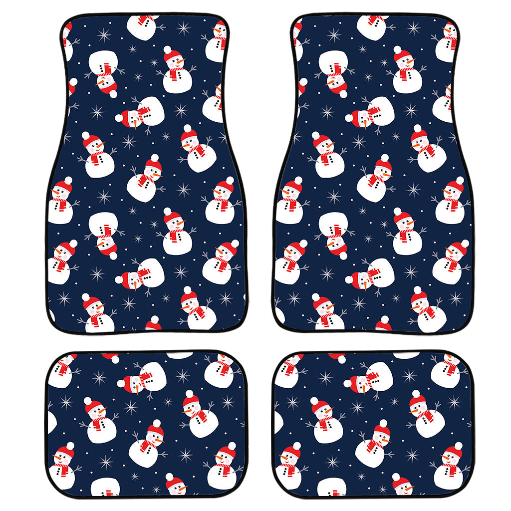 Xmas Snowman Pattern Print Front And Back Car Floor Mats, Front Car Mat