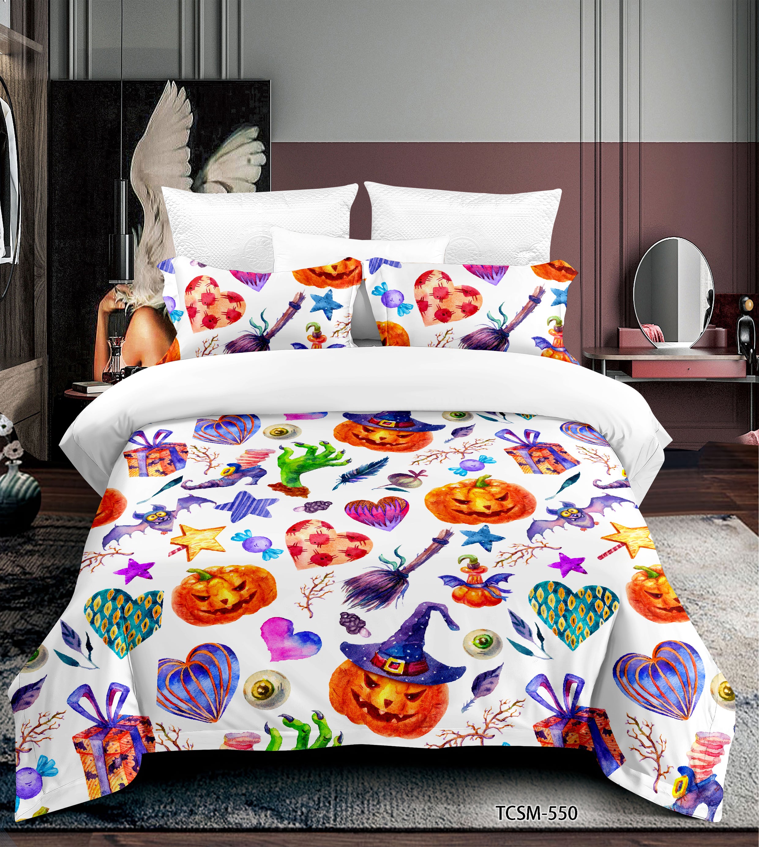 3D Halloween Pumpkin Quilt Cover Set Bedding Set Duvet Cover Pillowcases 82