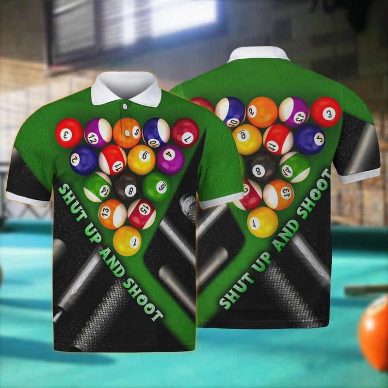 Green 3D All Over Full Print – Billiard – Shut Up And Shoot Polo Shirt