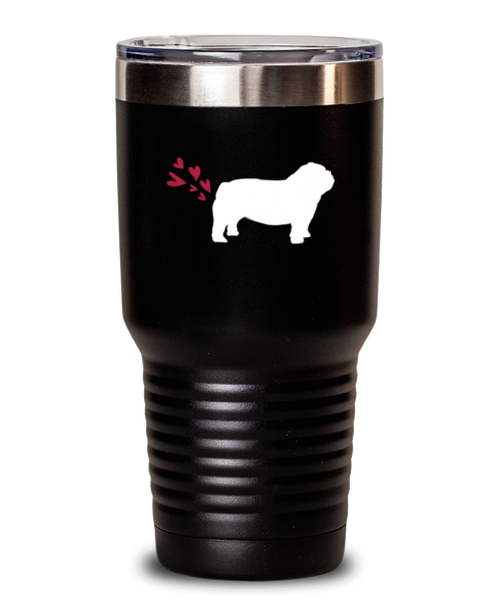 30 Oz Tumbler Stainless Steel Insulated Funny English Bulldog Heart Tail Dog