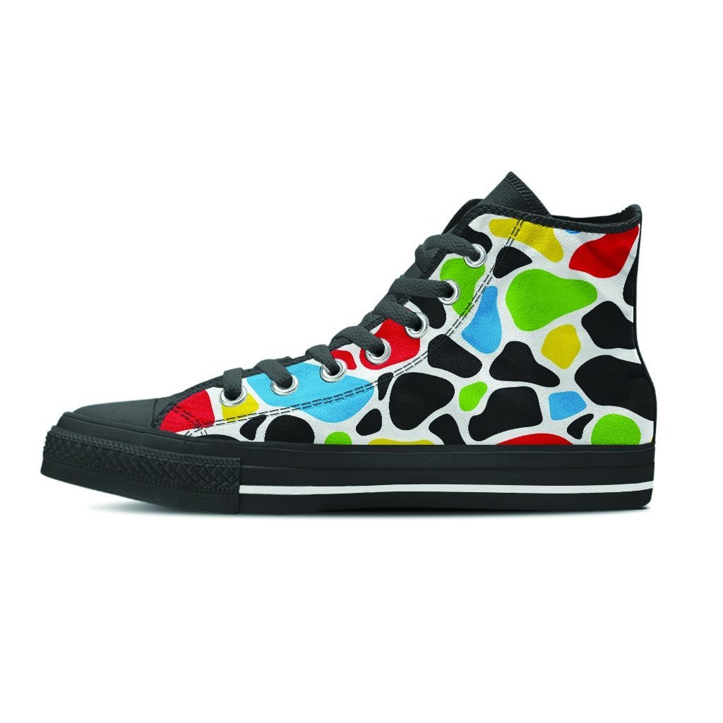 Colorful Cow Print High Top Shoes