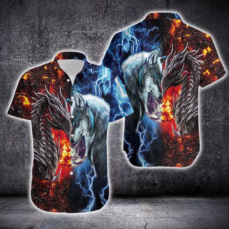 Hawaii Aloha Shirts Dragon And Wolf Hawaii Shirt For Hawaii Ha50026