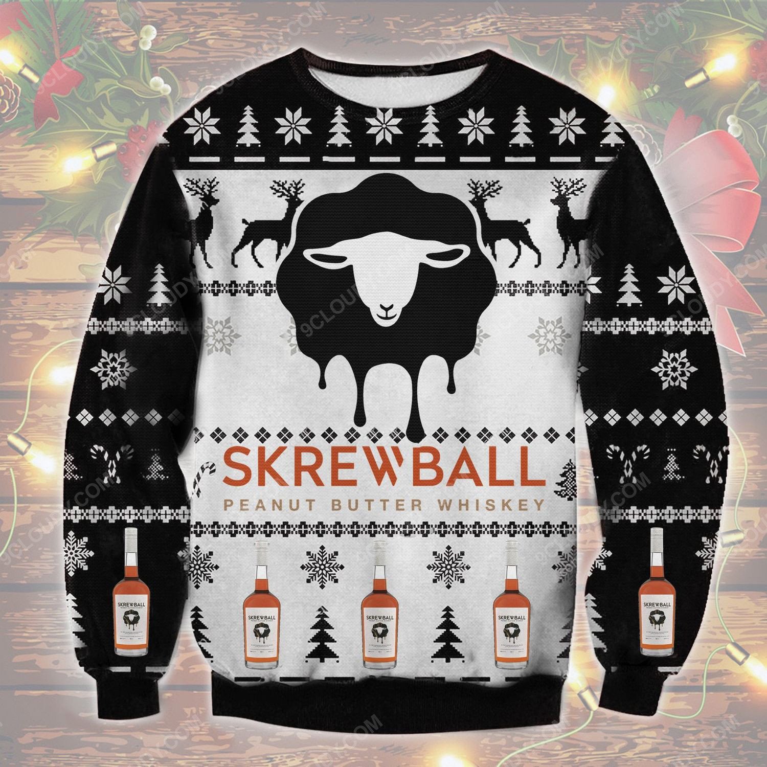 Skrewball Peanut Butter Whiskey Ugly Christmas Sweater Couple Family Funny Cute T-Shirt