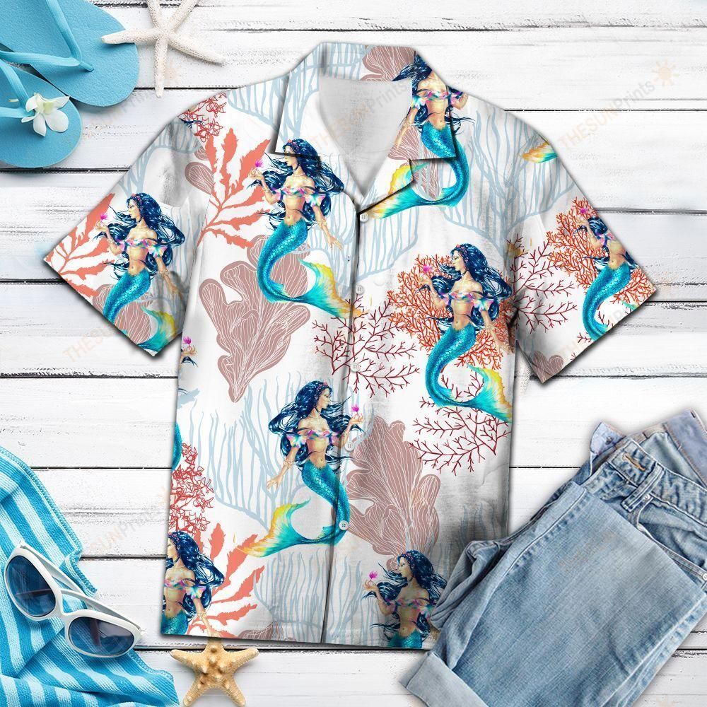 Mermaid Coral Pattern Hawaiian Shirt Ha71070