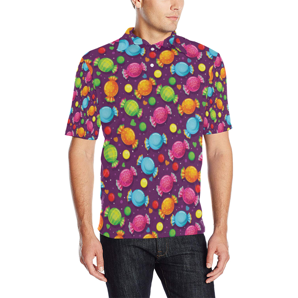 Candy Pattern Print Design Ca05 Men Polo Shirt