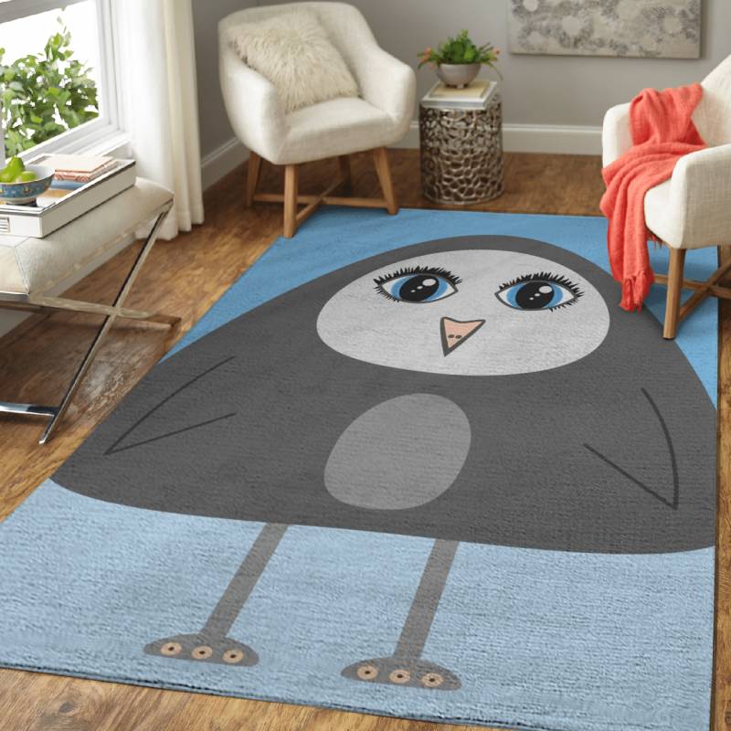 Geometric illustration of a cute cartoon penguin with b …  – Animals Area Rug Carpet