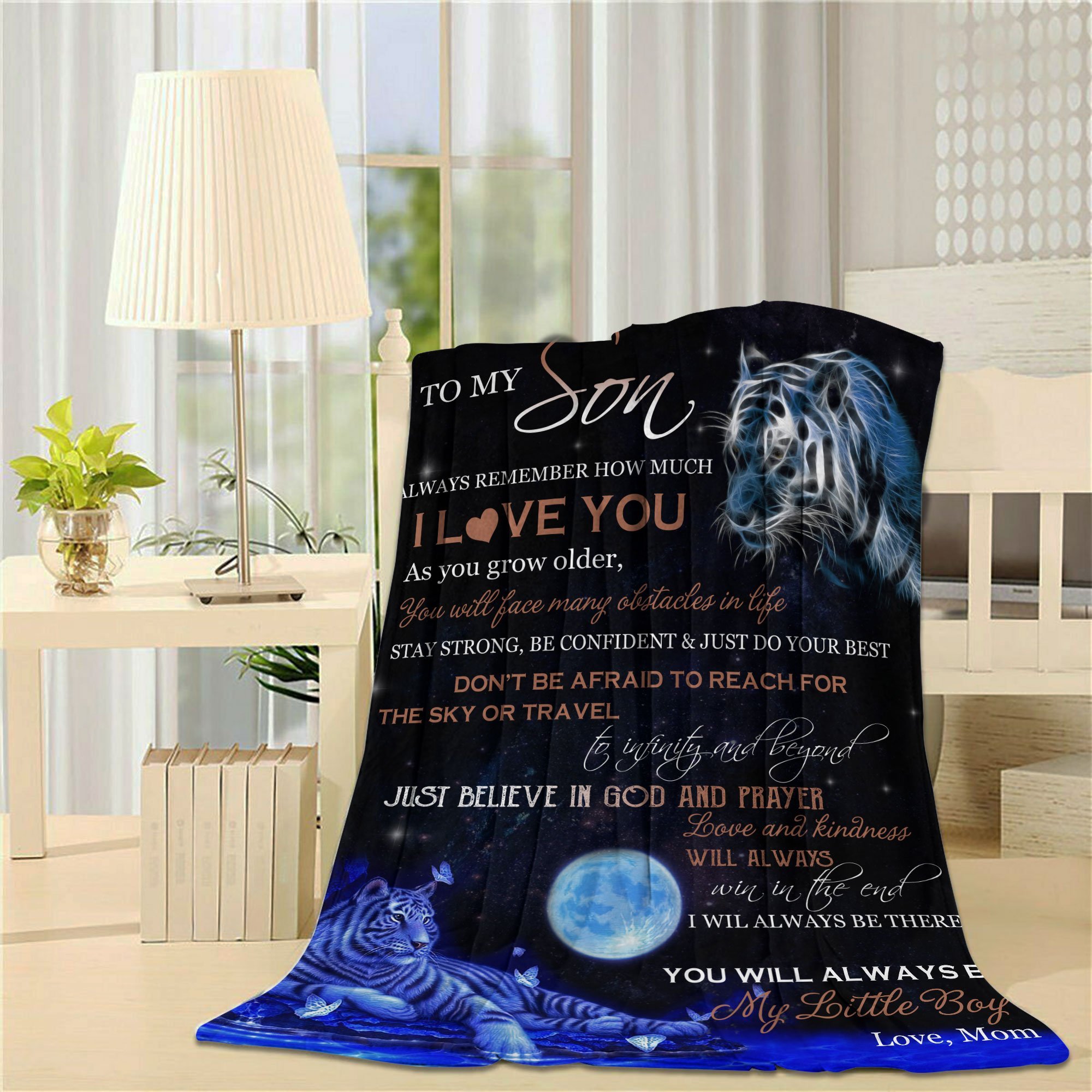 To My Son I Love You Tiger Qilt Gift For Son From Mother Quilt Blanket