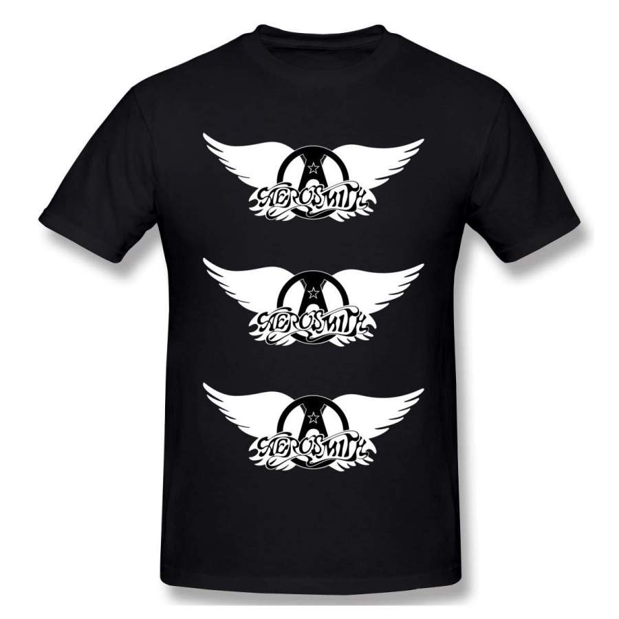 Aerosmith Print Mans T Shirts Summer Crew Neck Print Short Sleeve Tee Tops Black