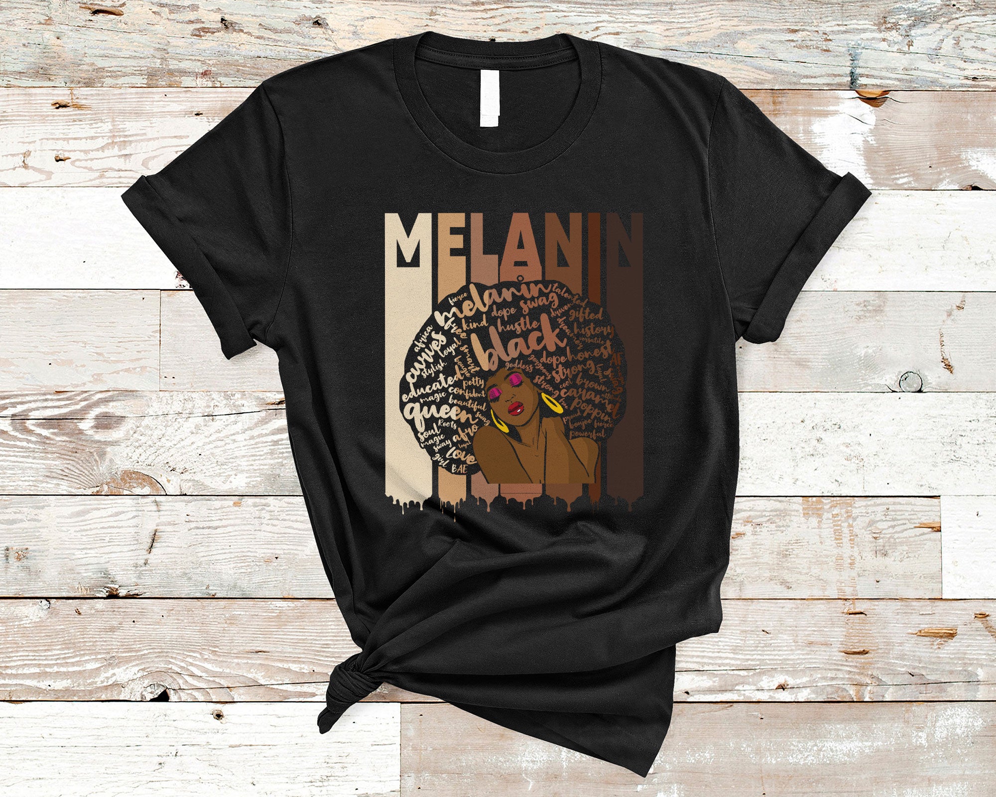 Juneteeth Black Shirt Melanin Girl Cool Juneteeth Black History Month Dripping Woman African Pride Gifts T-Shirt