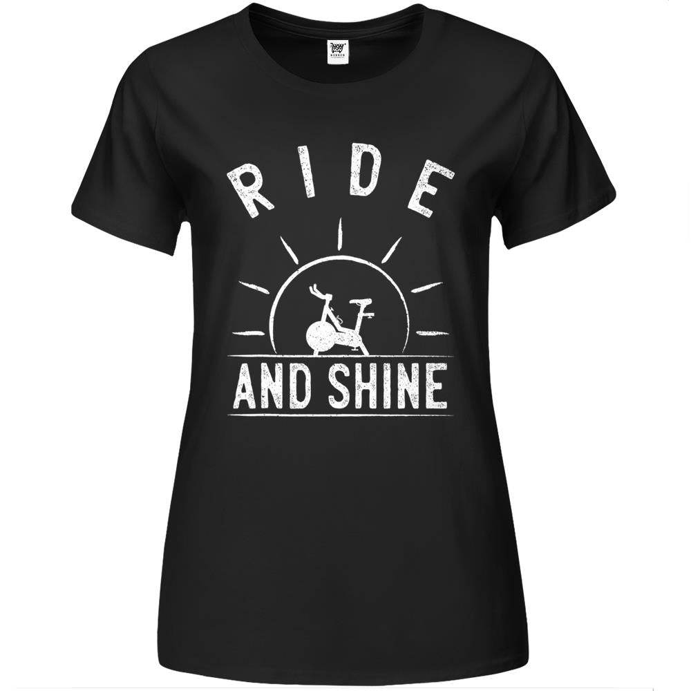 Ride And Shine Funny Indoor Spinning Spin Class Workout Gym Premium Womens T Shirts