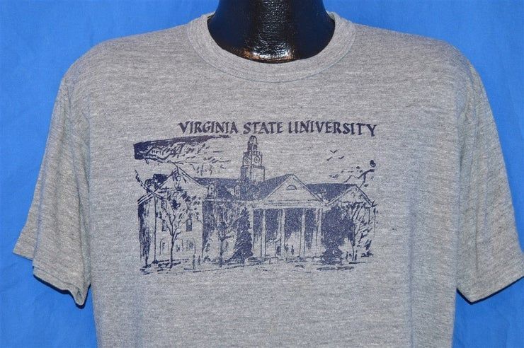 1988 Virginia State Trojans Ciaa Basketball Champs Rayon Tri Blend Heathered Gray Vintage Shirt