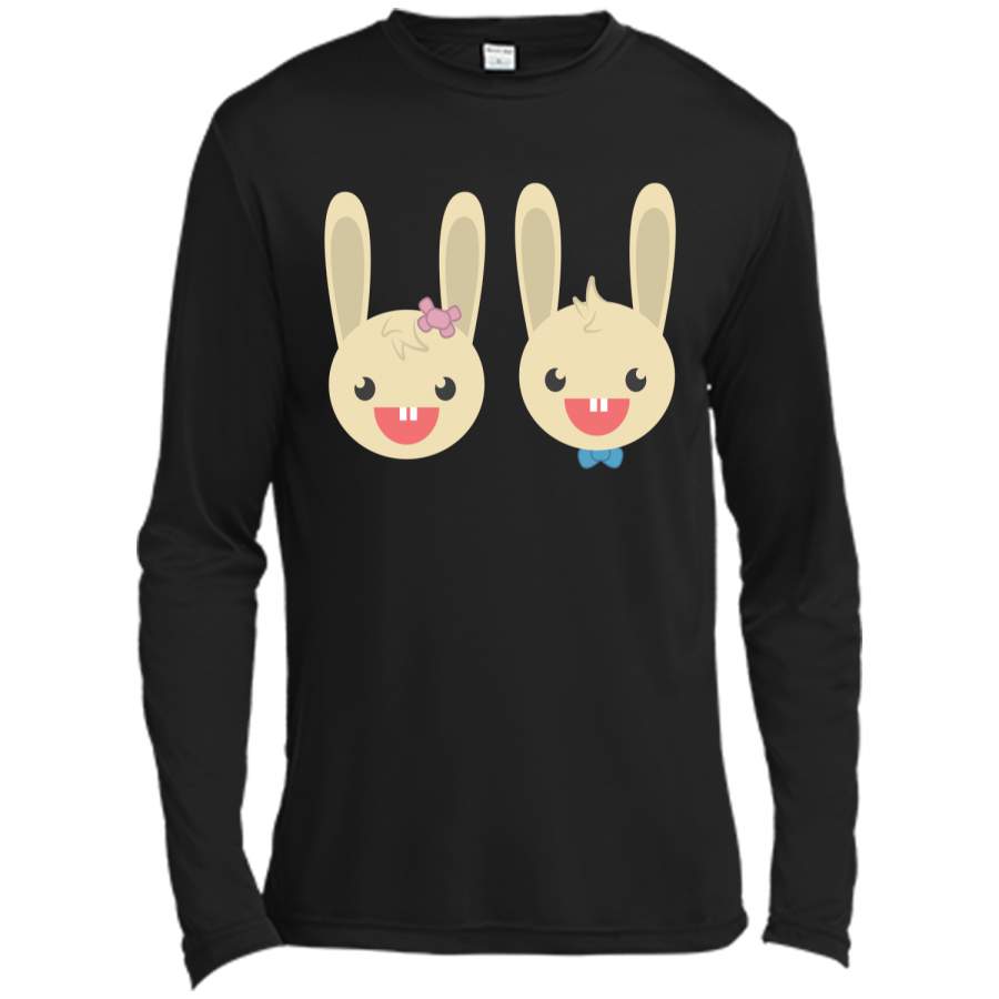 Cute Rabbit Bunny Couple Valentines Day Easter Shirt Long Sleeve Moisture Absorbing Shirt