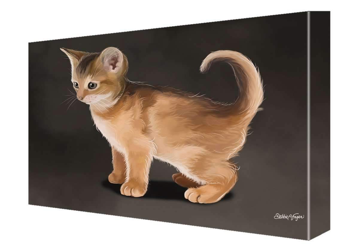 Abyssinian Kitten Cat Painting Printed On Canvas Wall Art Signed