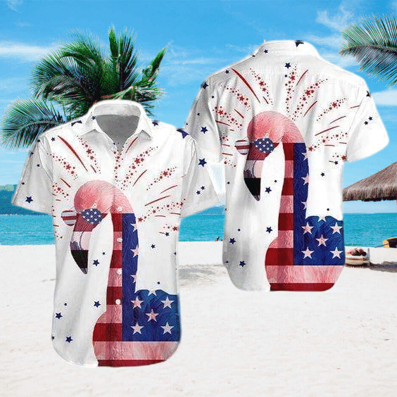 Flamingo Usa Flag Hawaii Shirt Ha24411