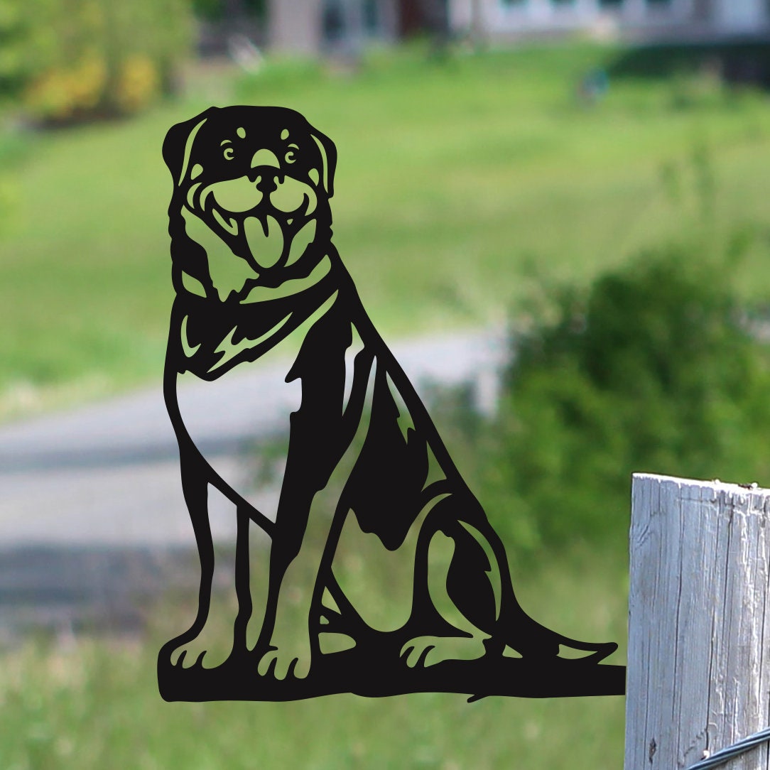 Metal Rottweiler Silhouette Puppy – Usa Steel Dog Sign Cutout – Rustic Outdoor Home & Garden Decor – Housewarming Gift For Dog Lovers