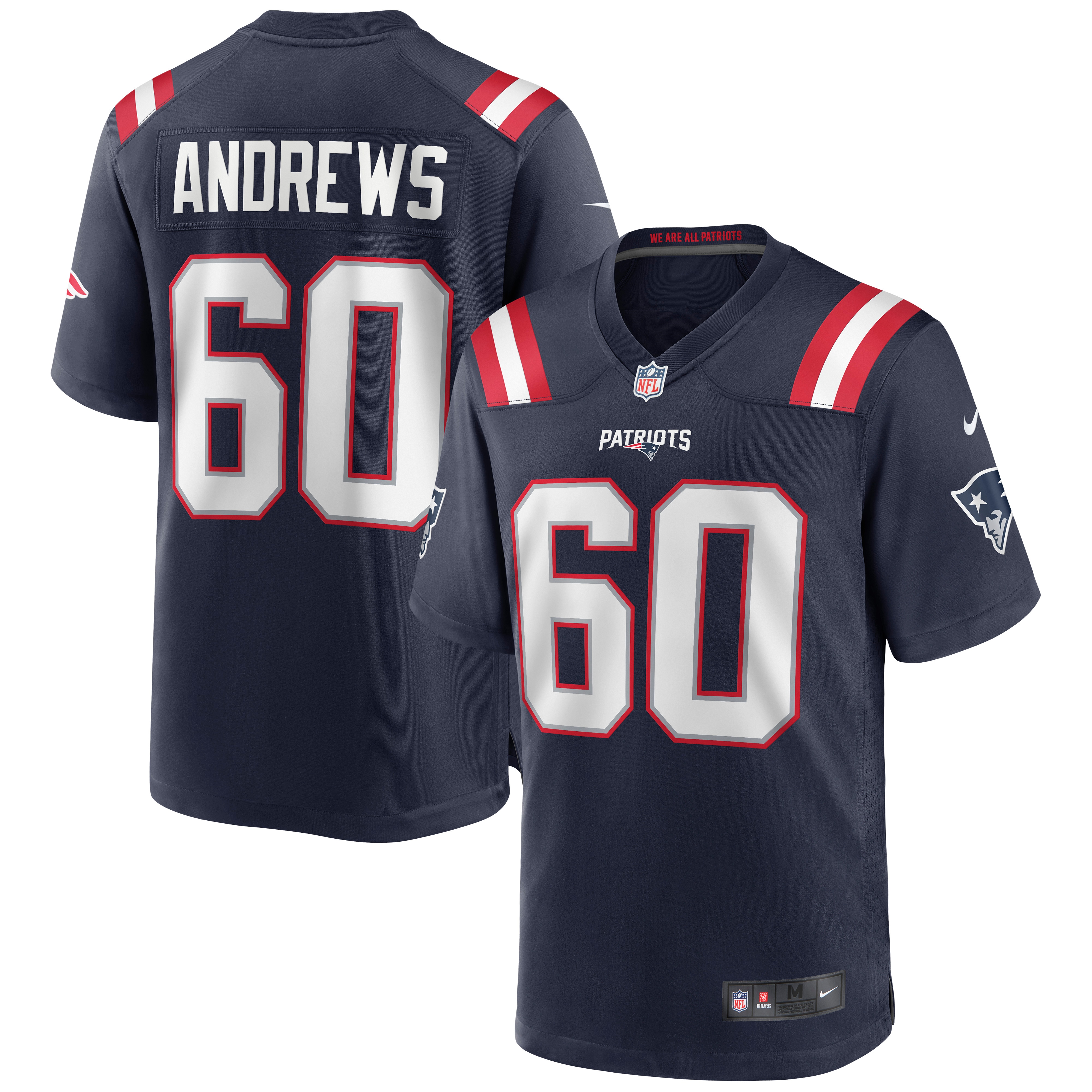 Men’s New England Patriots David Andrews Navy Game Jersey