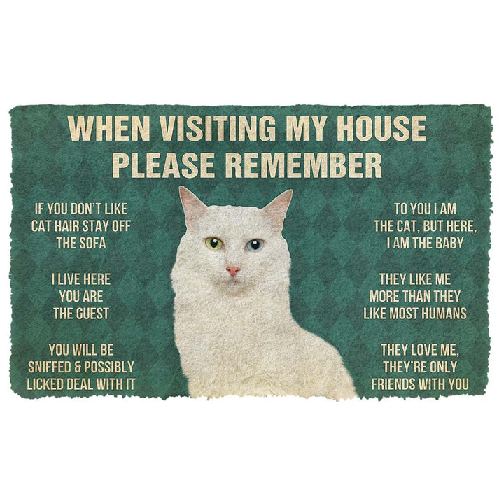 Waybackapparel Please Remember Turkish Angora Cats House Rules Custom 3D Doormat