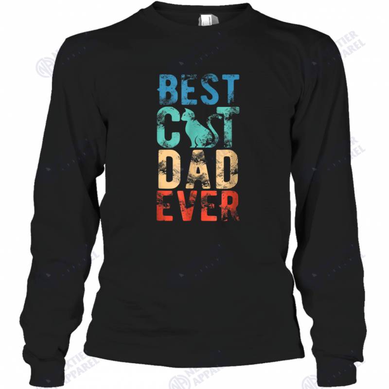 Mens Best Cat Dad Ever Funny Cute Love Kitten Gift Long Sleeve T-Shirt