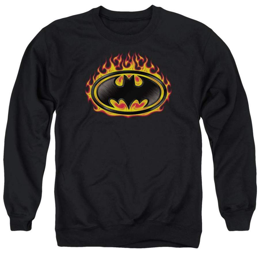 Batman – Bat Flames Shield Adult Crewneck Sweatshirt