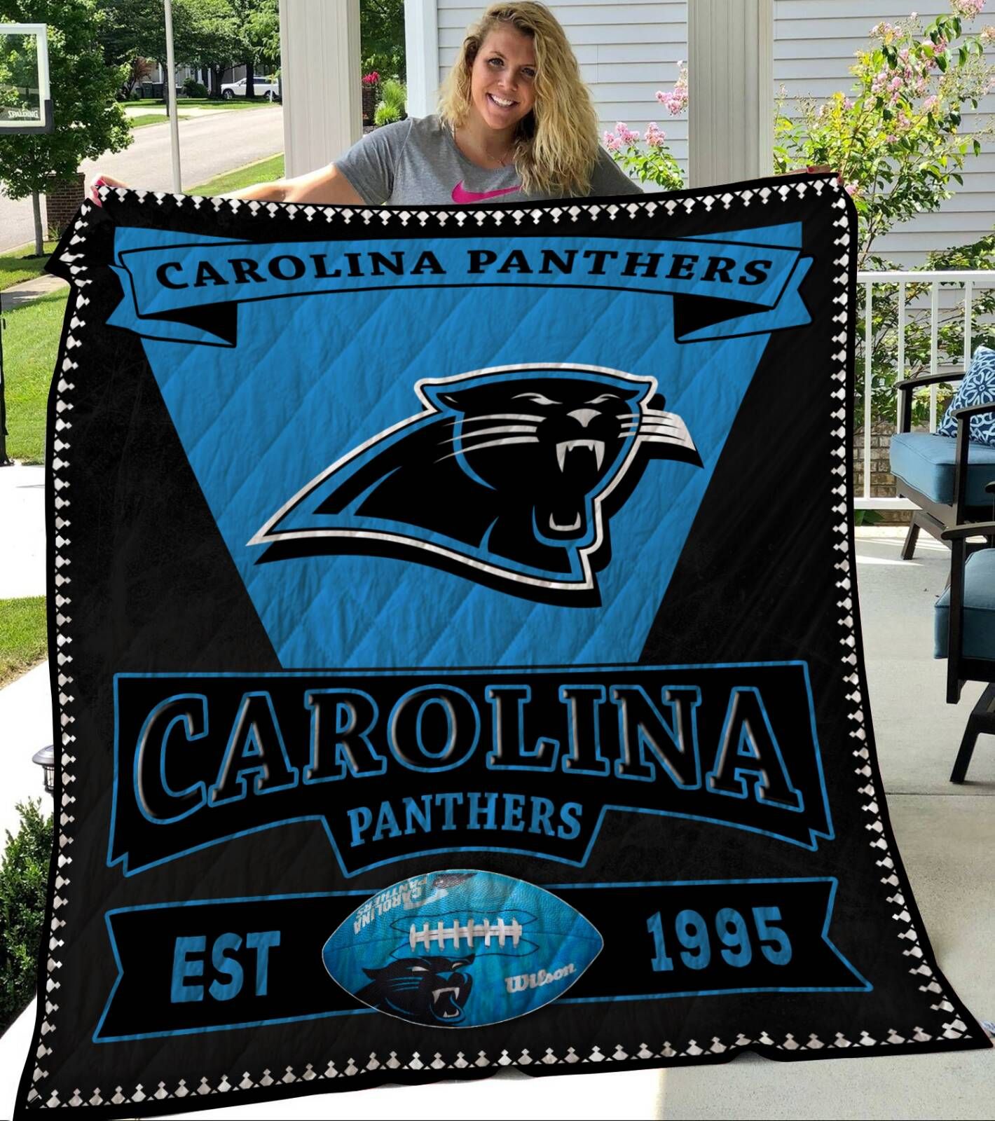 Carolina Panthers 3D Quilt Blanket Fan Made, Fleece Blanket