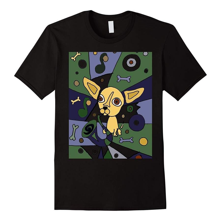 Smiletodaytees Funny Chihuahua Playing Saxophone Art Men Cotton T-Shirts