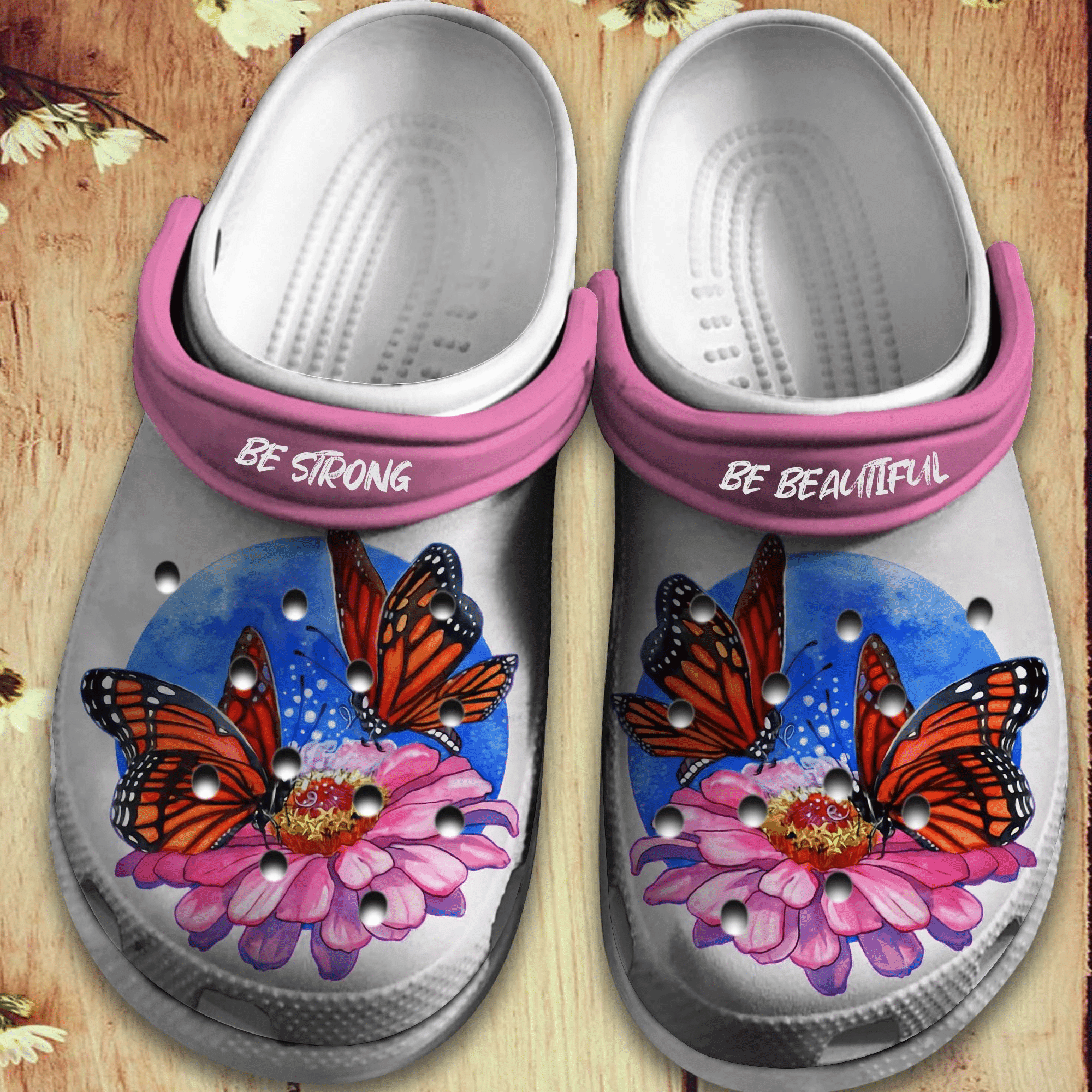 Butterfly Flowers Crocs Shoes Be Strong Be Beautiful Crocbland Clog ...