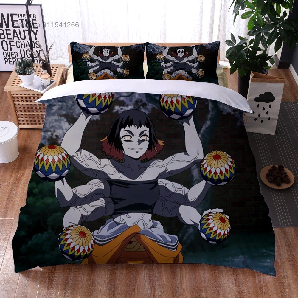 Anime Devil’S Blade Bedding Sets Cartoon 3D Print Duvet Cover Pillowcase Demon Slayer Cover Home Decor Kids Gifts