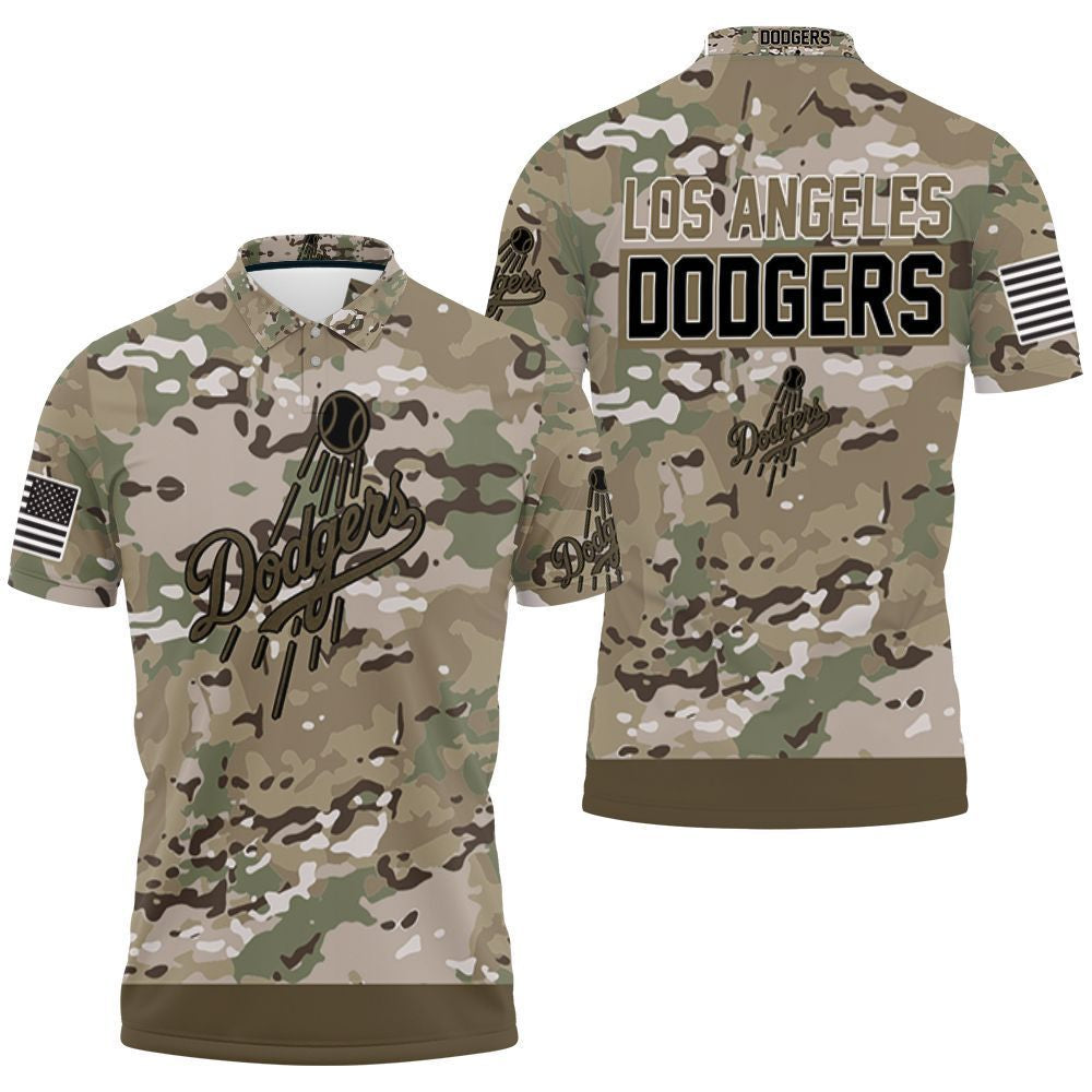 Los Angeles Dodgers Camouflage Veteran 3D Polo Shirt, Jersey