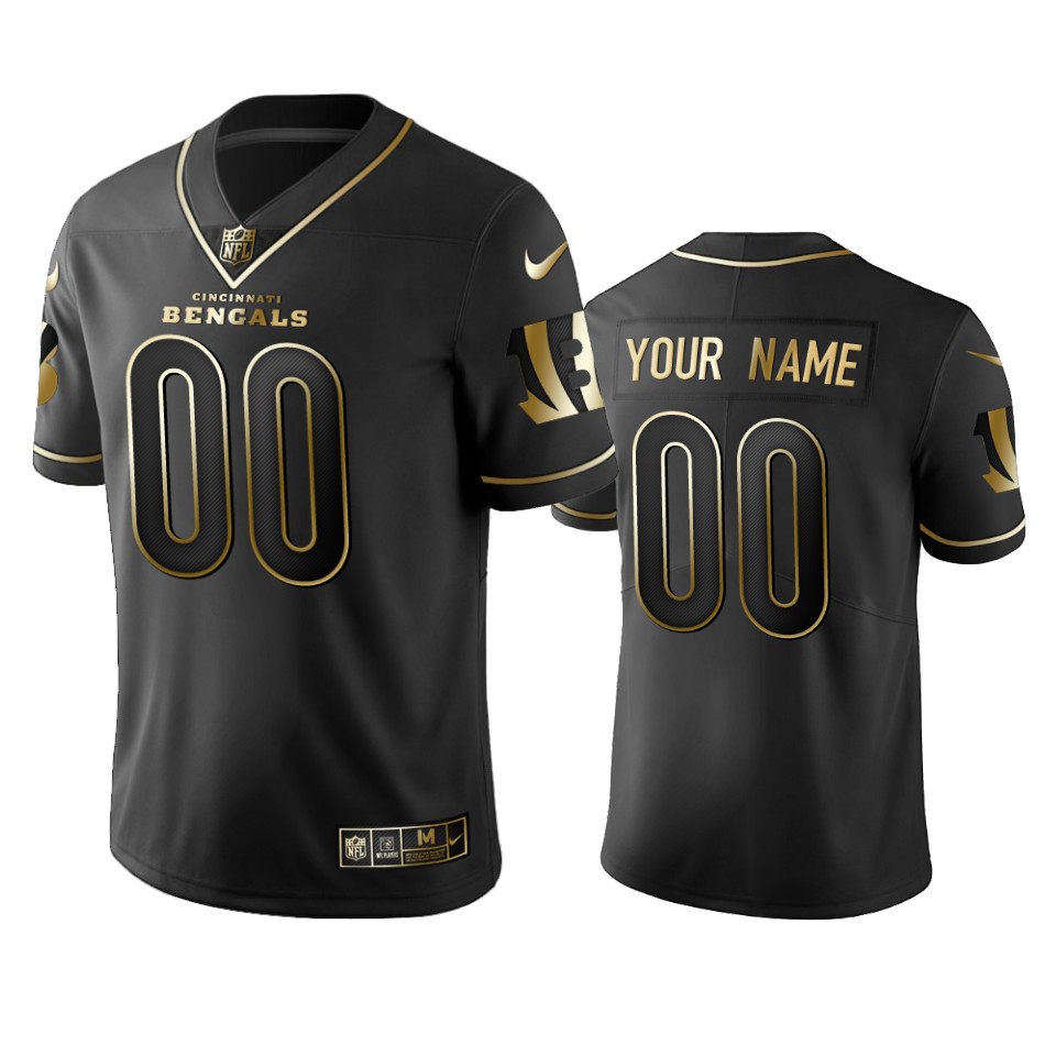 2019 Cincinnati Bengals Custom Black Golden Edition Vapor Untouchable Limited Jersey – Mens