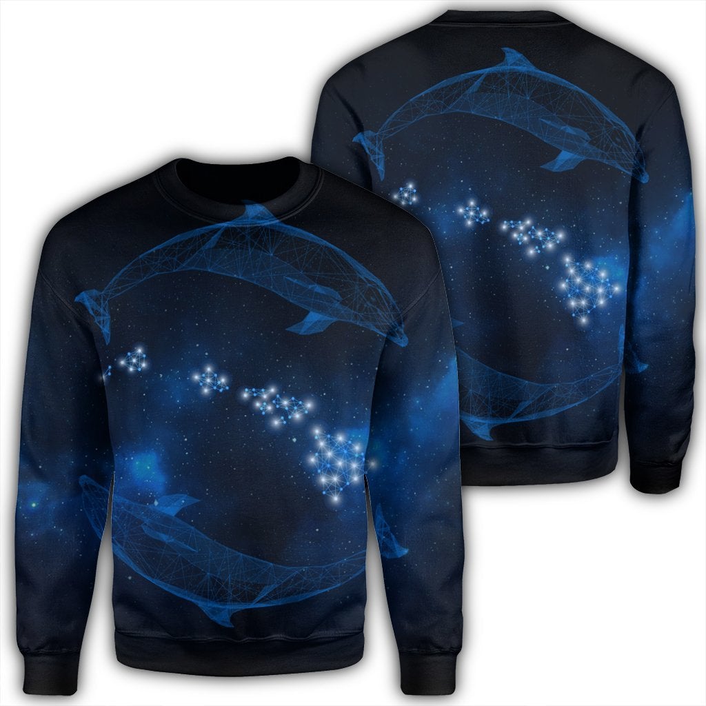 Hawaiian Map Galaxy Zodiac Dolphin Polynesian Sweatshirt